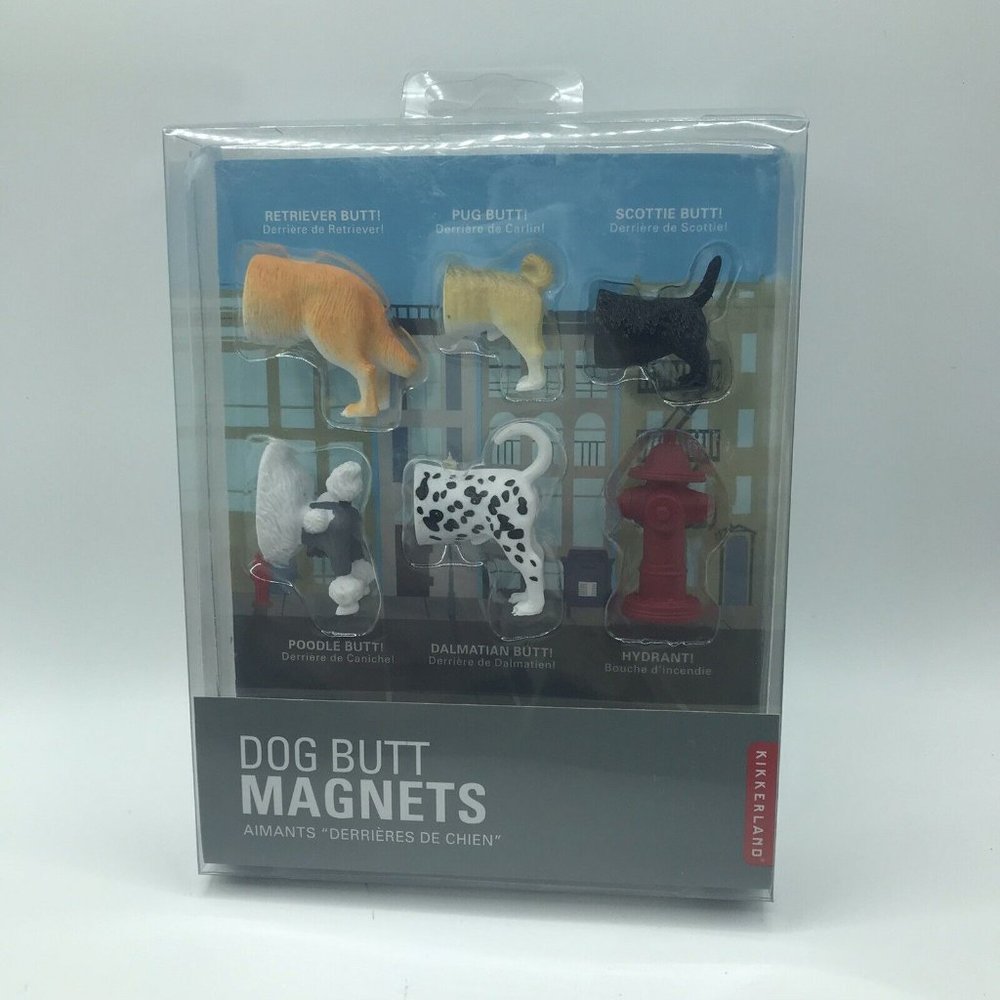 Dog Butt & Hydrant 6 Pieces Magnets Set New Kikkerland Design